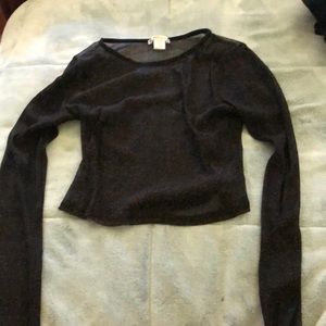 Sheer long sleeve crop top
